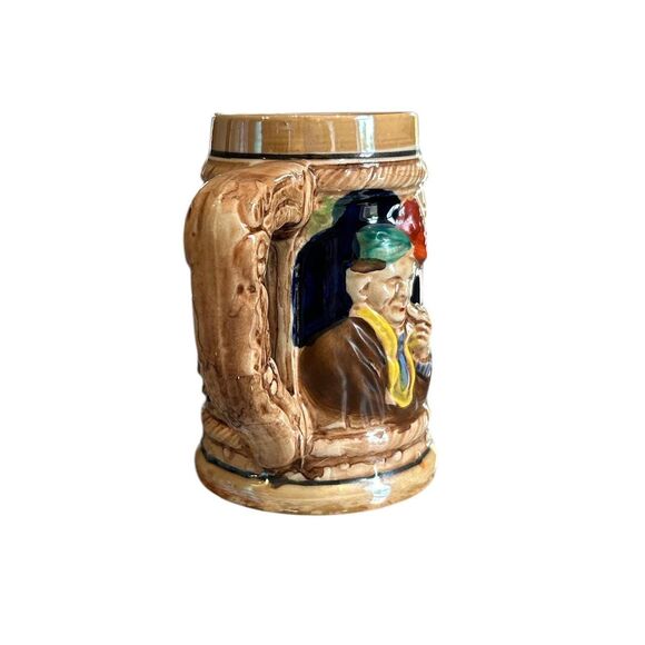 1970s Brown Man and Children Themed Ceramic Handled Beer Stein or Mug - Picture 2 of 6